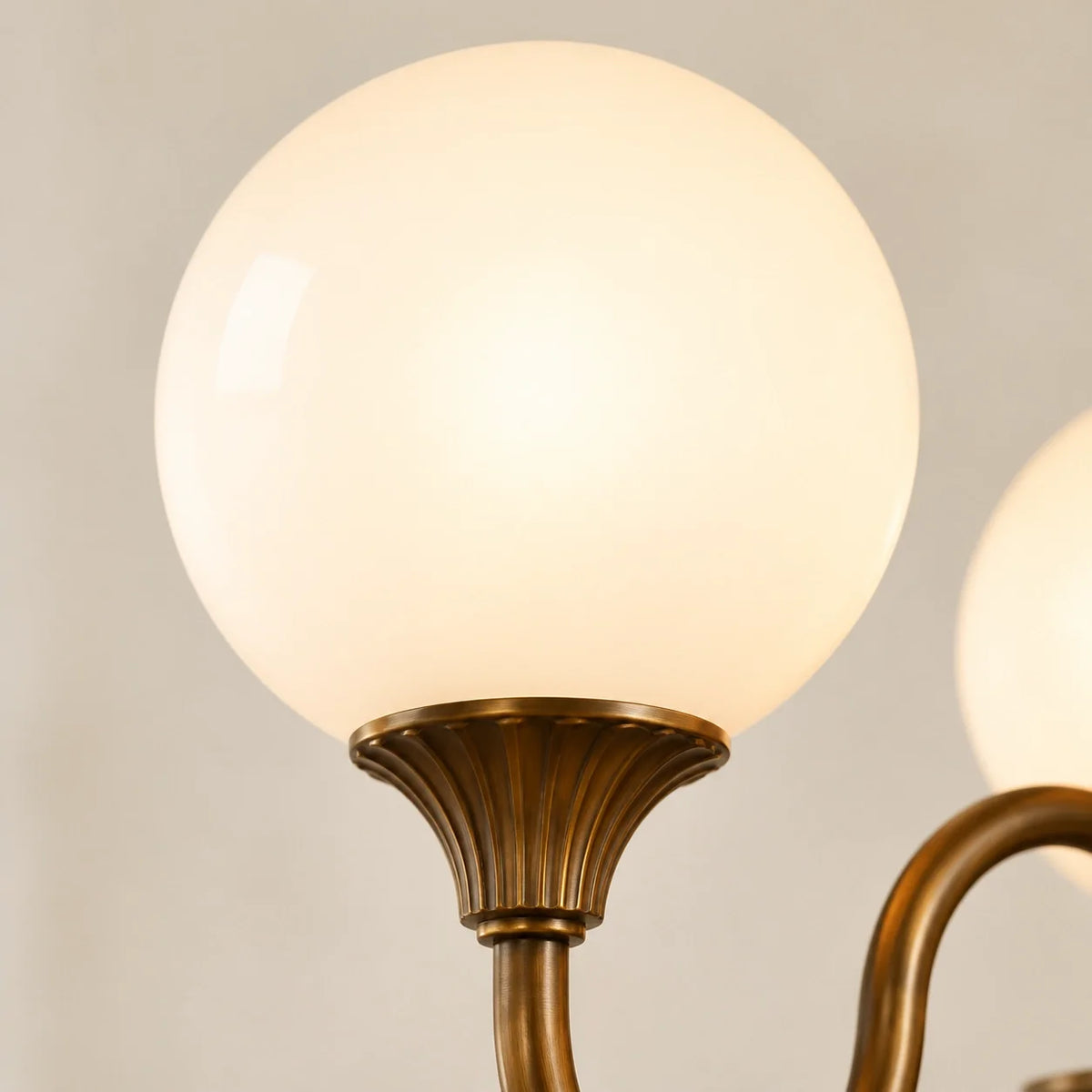 Vintage Three-Light Ribbed Glass Globe Chandelier