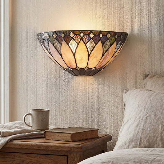 Vintage Tiffany Style Colorful Glass Wall Sconce