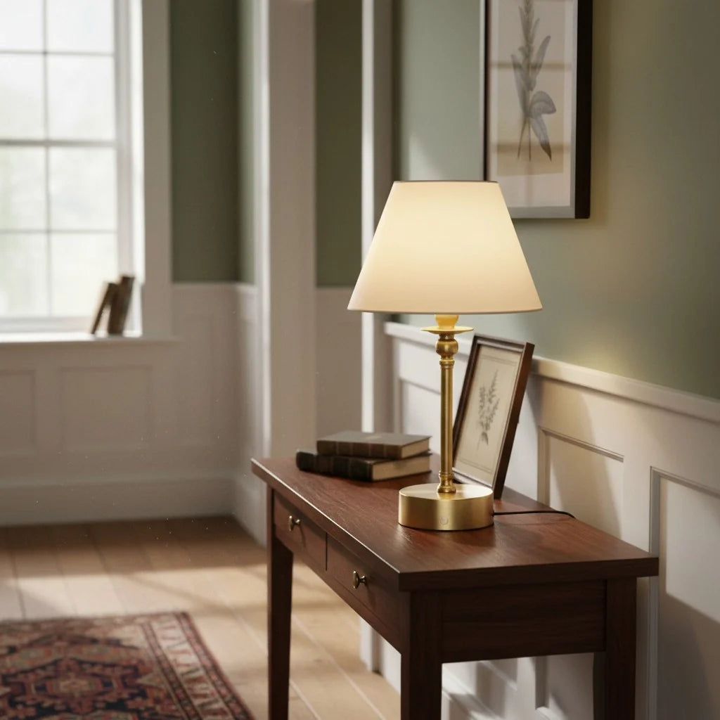 Vintage Cone Button Brass Table Light3.webp__PID:2effb756-6eef-4fa1-97da-e183d042aa00