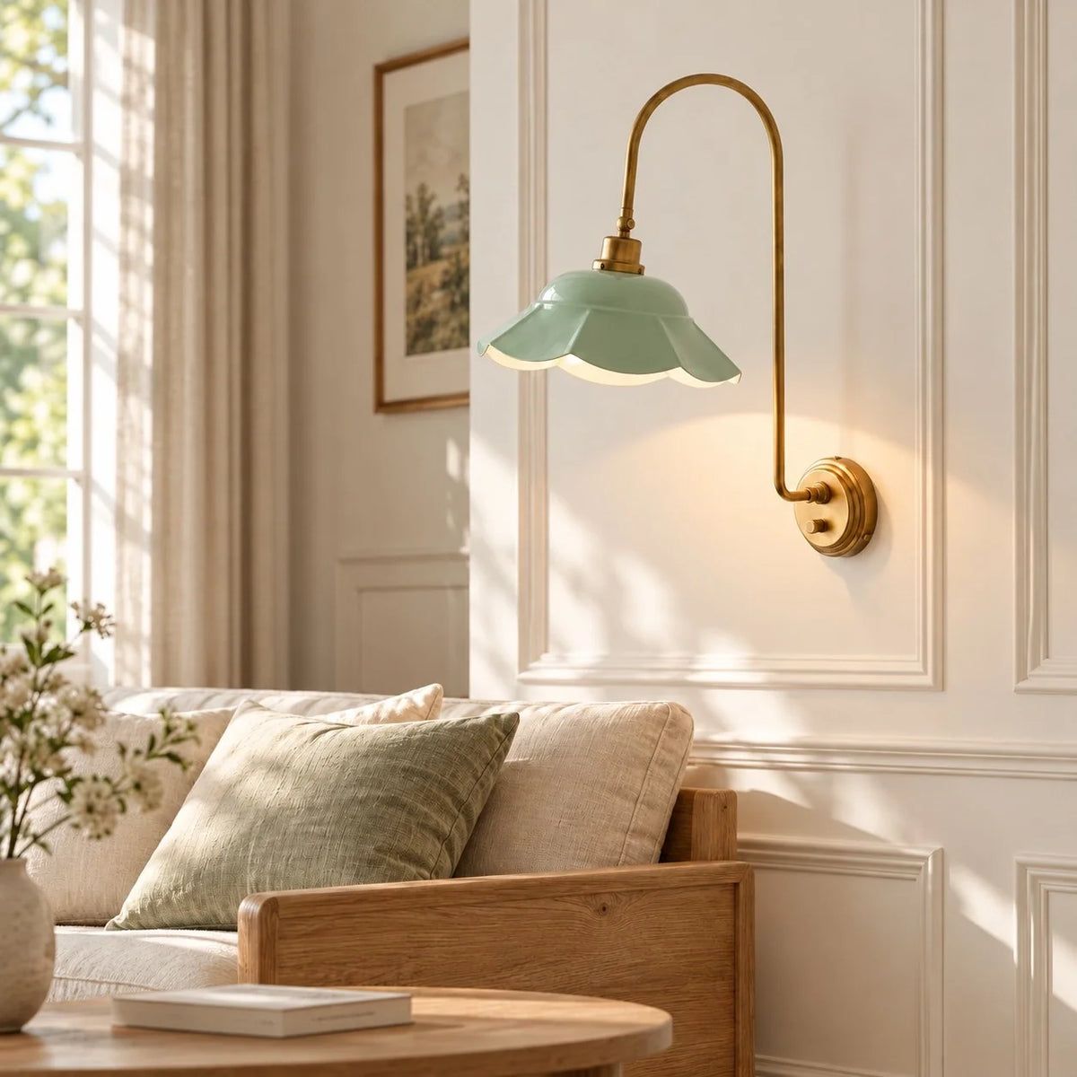 Vintage Enamel Flower Adjustable Wall Light