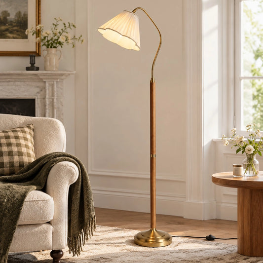 Vintage Fabric Flower Shade Floor Lamp