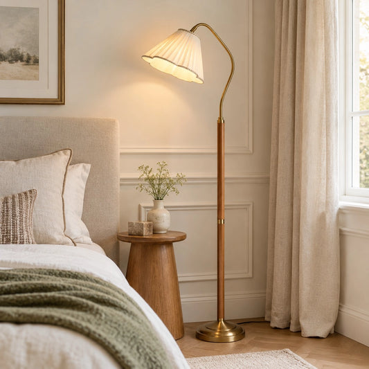 Vintage Fabric Flower Shade Floor Lamp