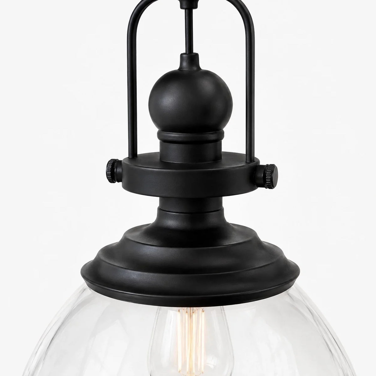Vintage Industrial Clear Glass Dome Metal Frame Pendant Light