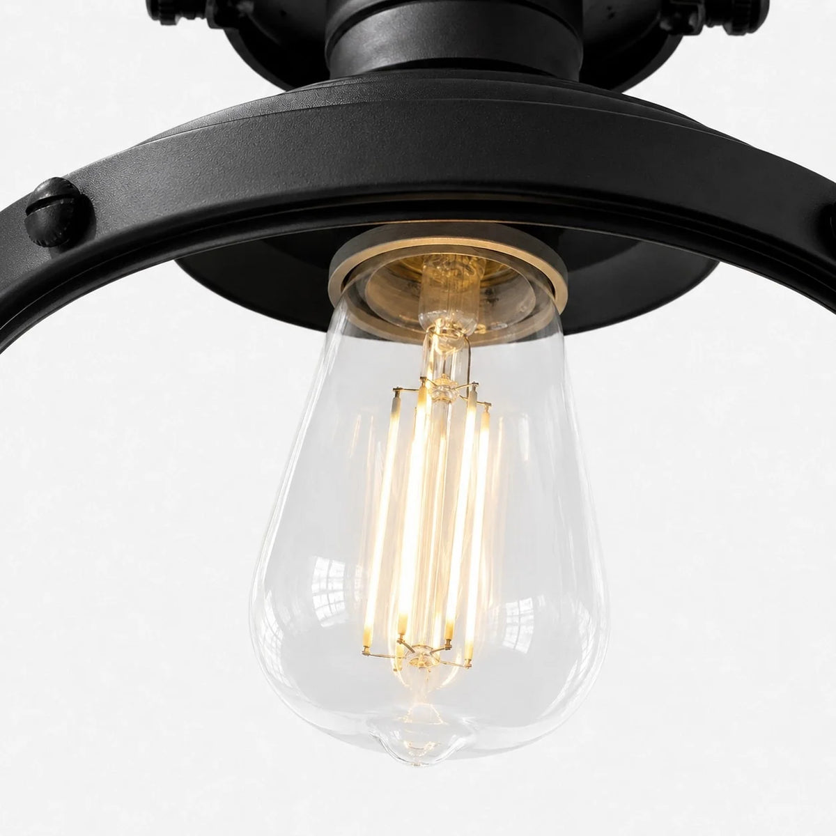 Vintage Industrial Clear Glass Dome Metal Frame Pendant Light