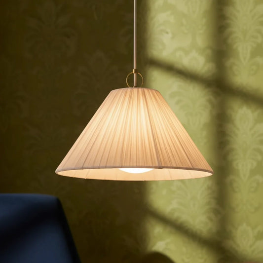 Vintage Linen Scalloped Pendant Light for Living Rooms
