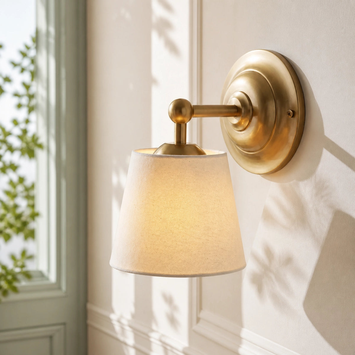 Vintage Mounted Cotton Linen Shade Wall Sconce