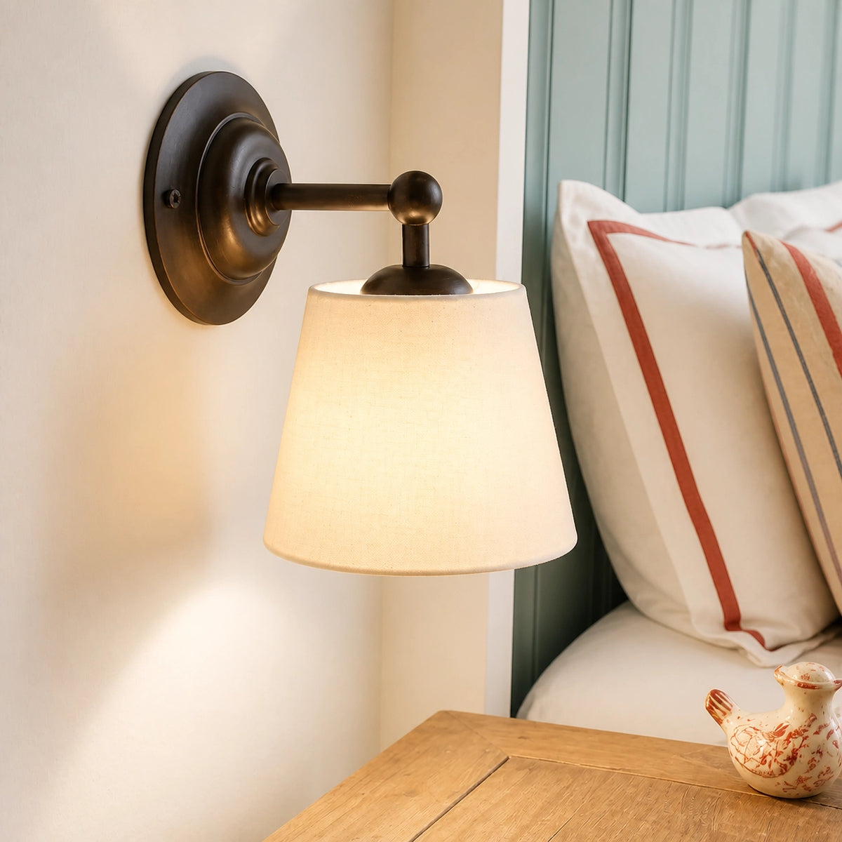 Vintage Mounted Cotton Linen Shade Wall Sconce