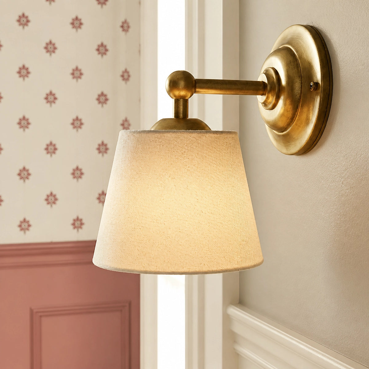 Vintage Mounted Cotton Linen Shade Wall Sconce