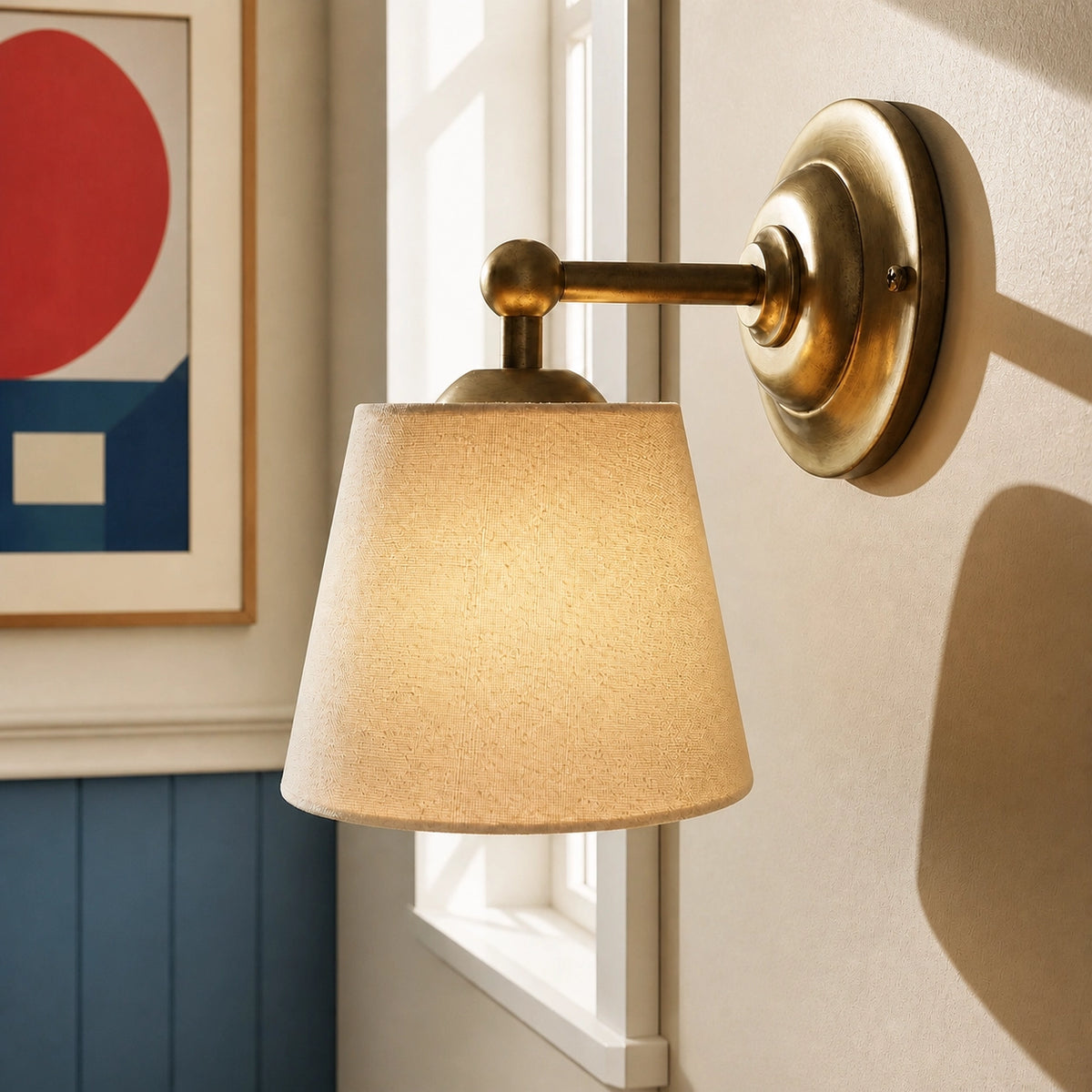 Vintage Mounted Cotton Linen Shade Wall Sconce