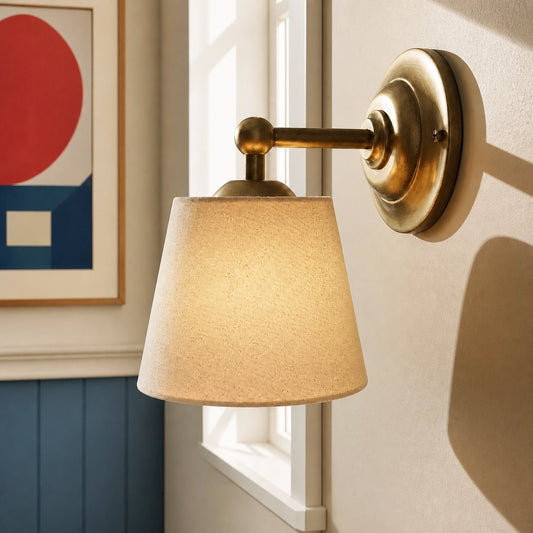 Vintage Mounted Cotton Linen Shade Wall Sconce