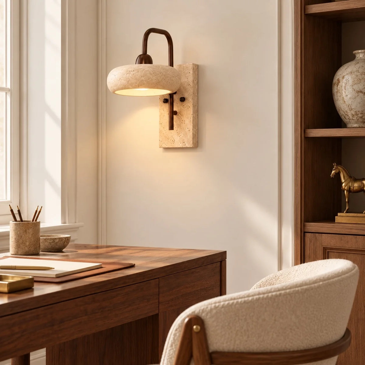 Vintage Natural Stone Cylinder Wall Light