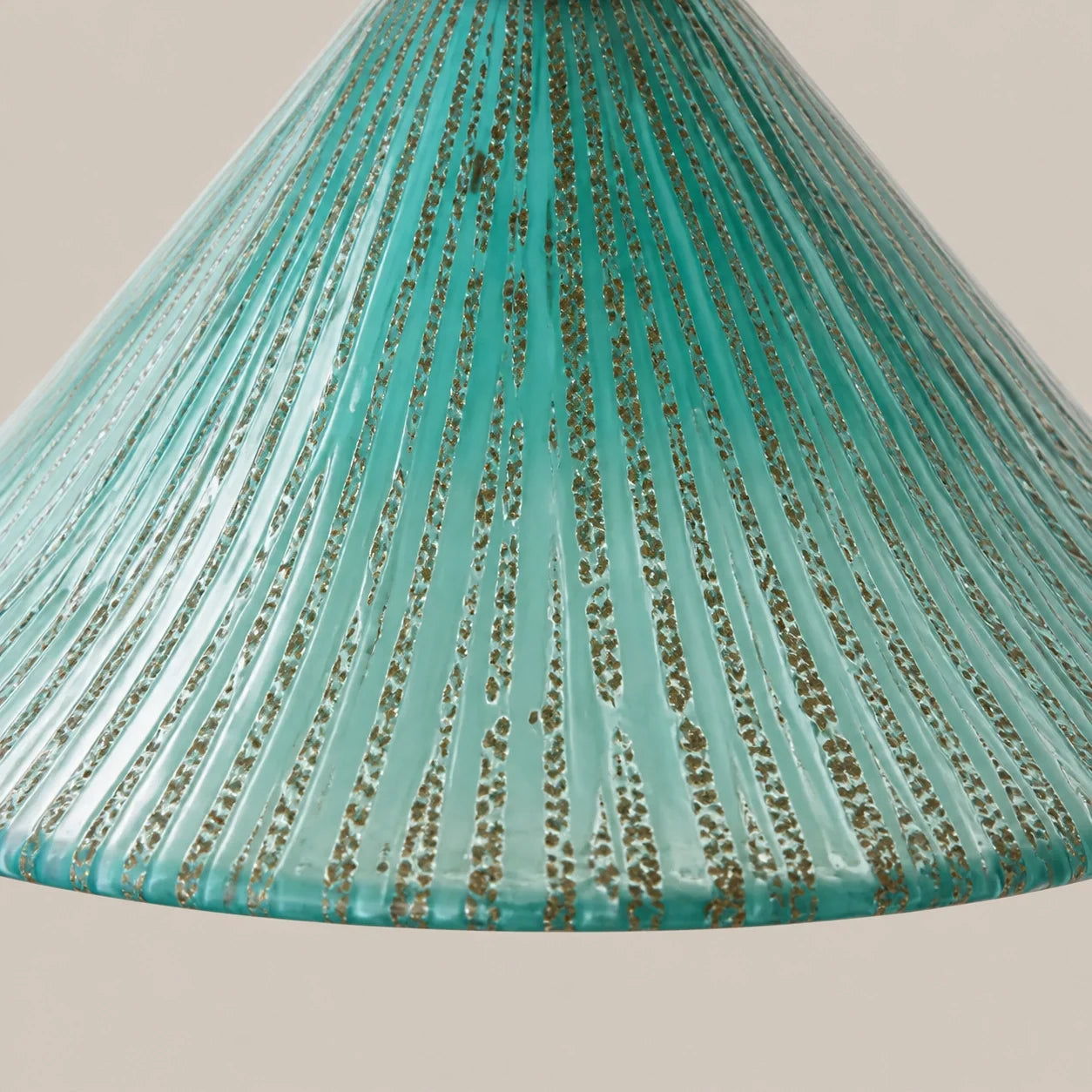 Vintage Peacock Blue Ribbed Glass Pendant Light