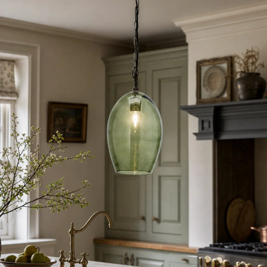 Vintage Recycled Glass Oval Pendant Light