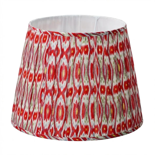 Vintage Red Geometric Ikat Pleated Table Lamp Lampshade