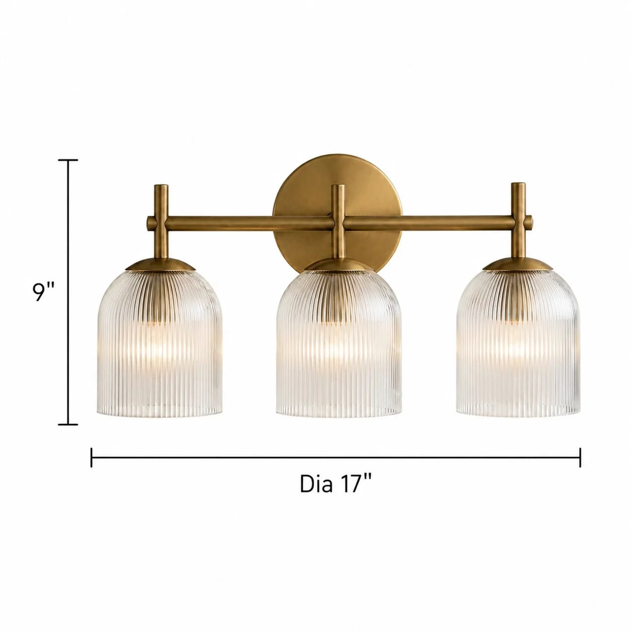 Vintage Ribbed Glass Brass Wall Sconce