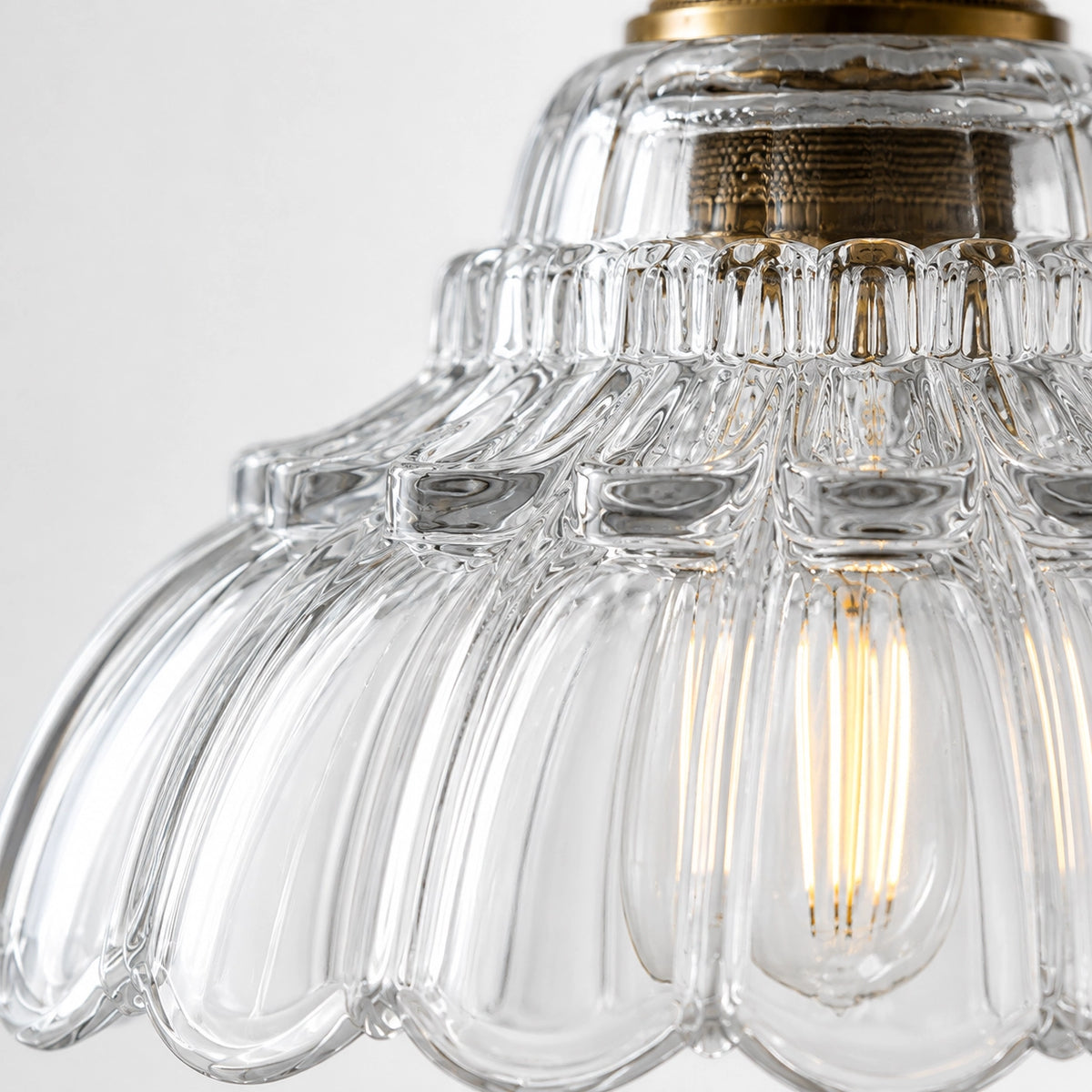 Vintage Scalloped Flower Glass Pendant Light