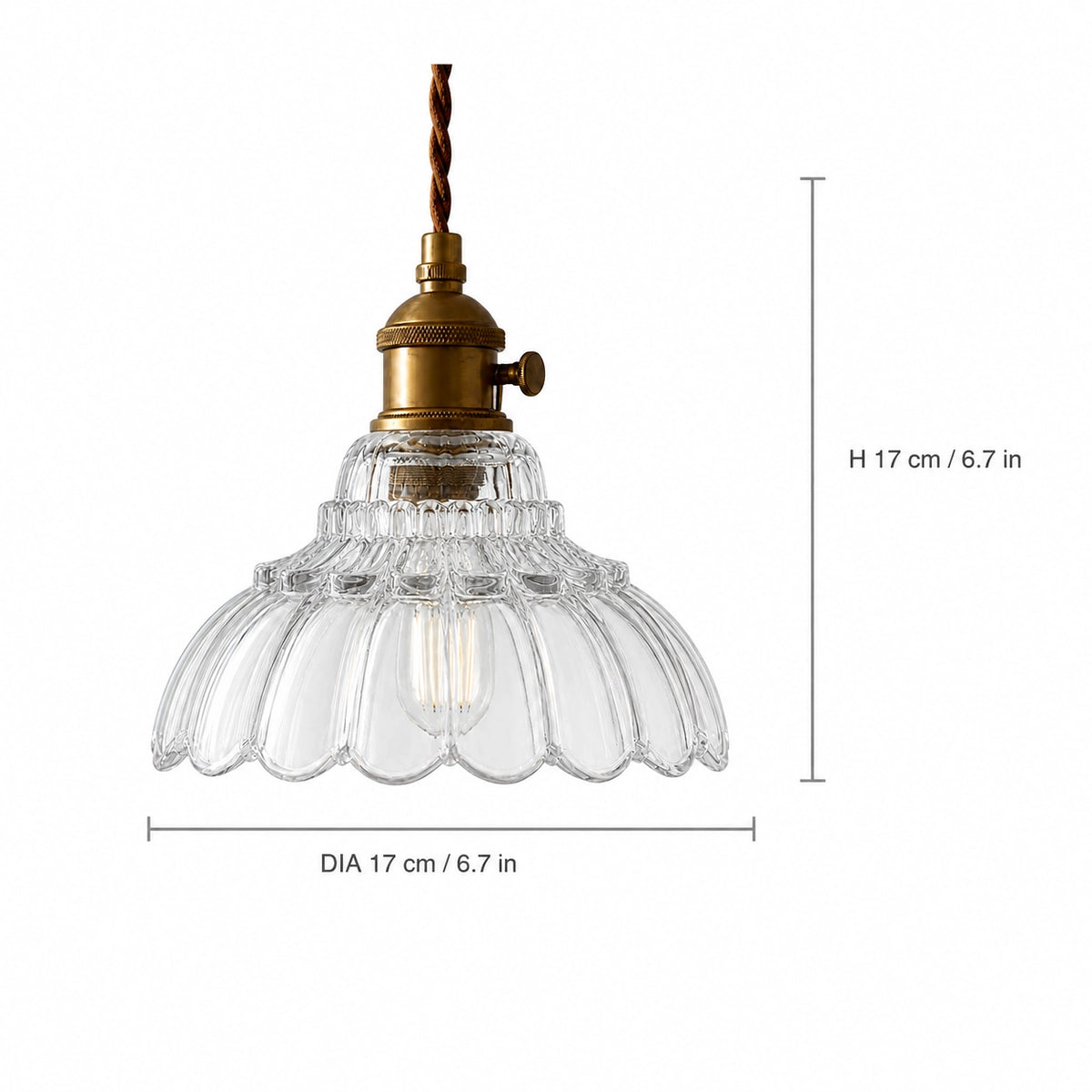 Vintage Scalloped Flower Glass Pendant Light