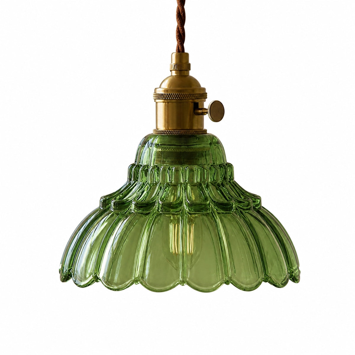 Vintage Scalloped Flower Glass Pendant Light