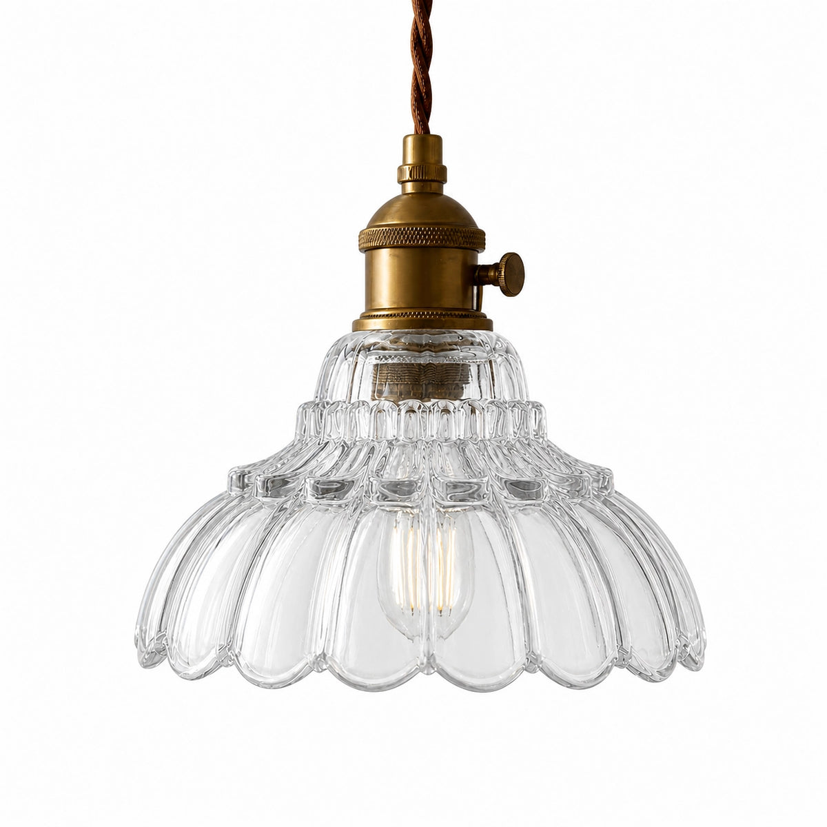 Vintage Scalloped Flower Glass Pendant Light
