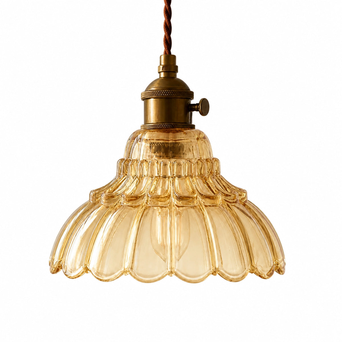 Vintage Scalloped Flower Glass Pendant Light