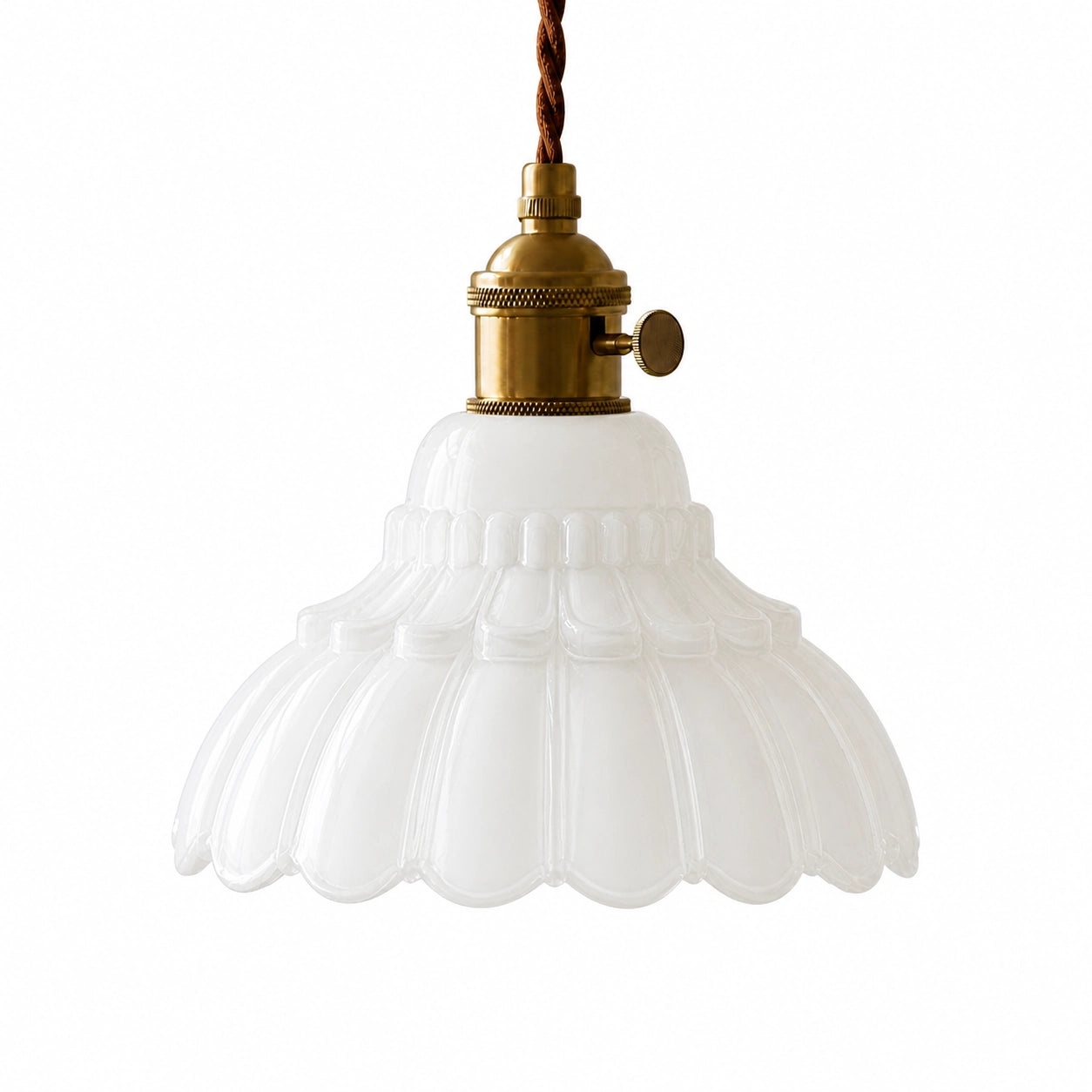Vintage Scalloped Flower Glass Pendant Light