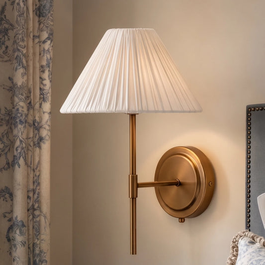 Vintage Scalloped Pleated Linen Wall Light