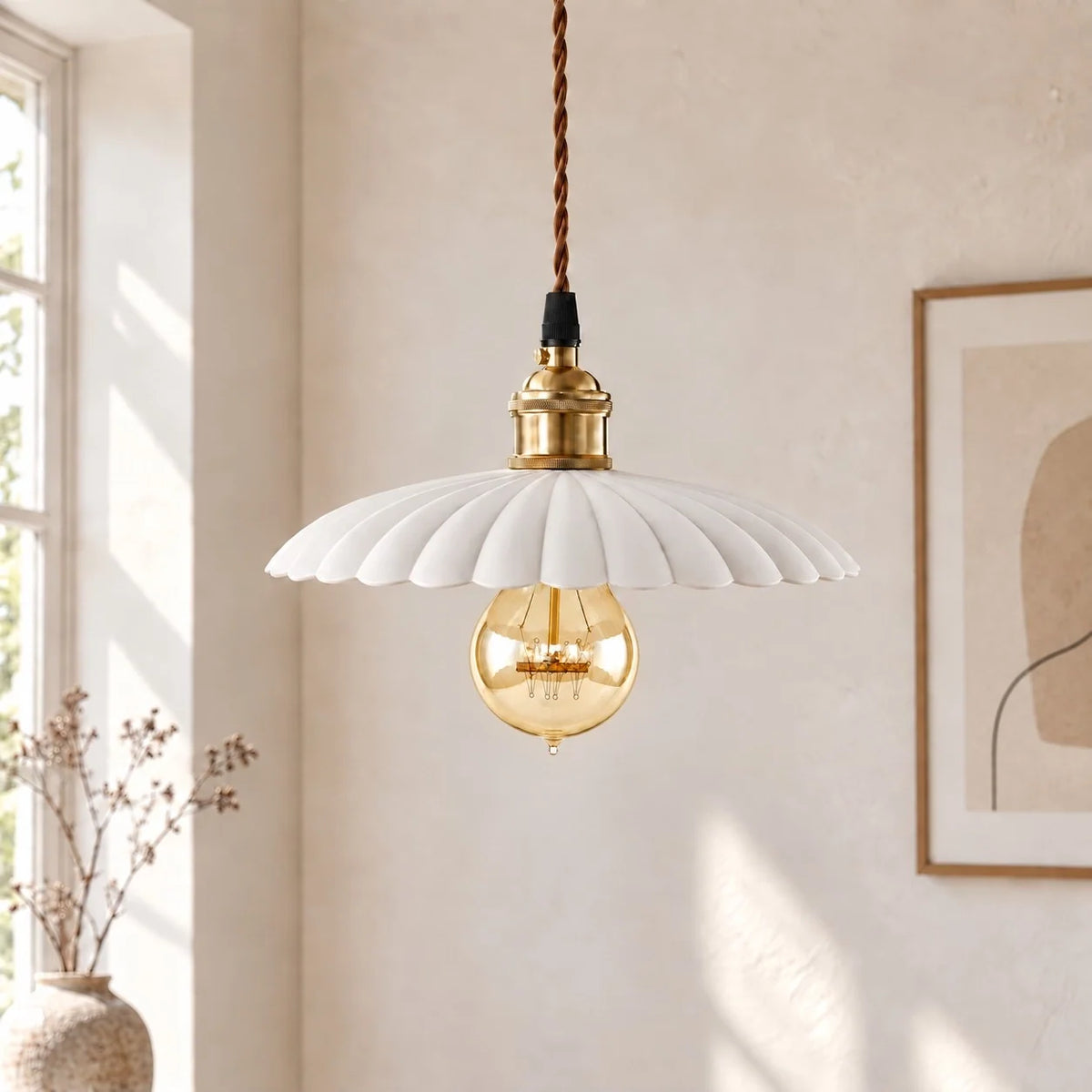 Vintage Style Ceramic Flower Pendant Light