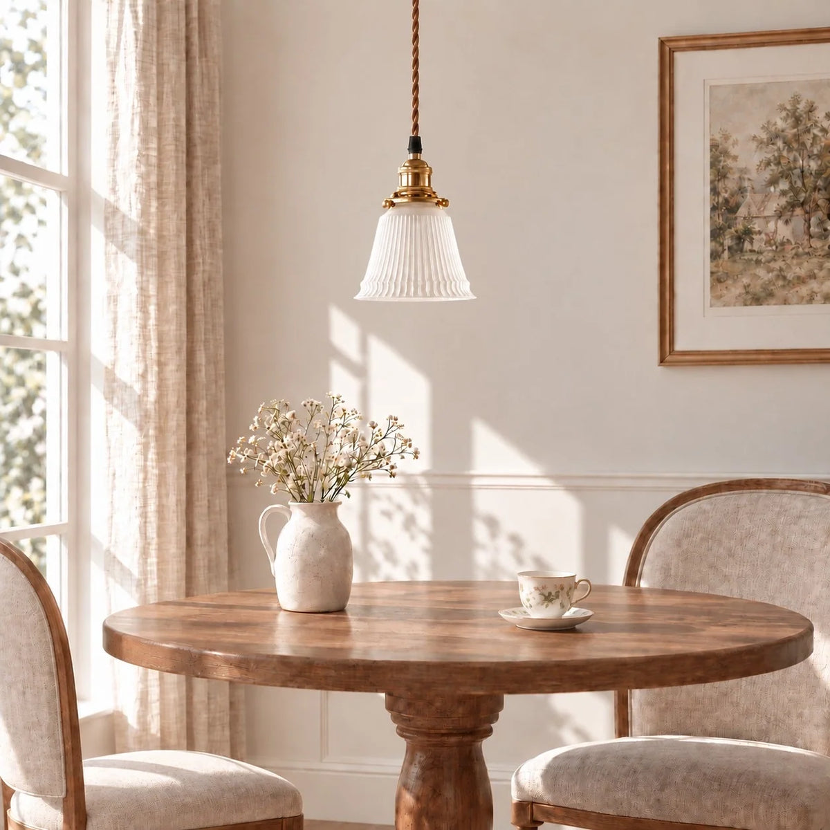 Vintage Style Ceramic Flower Pendant Light