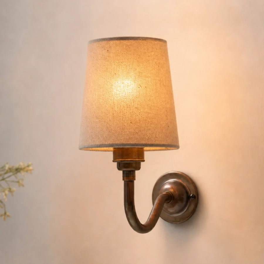 Vintage Wall Mounted Natural Cotton Shade Wall Sconce