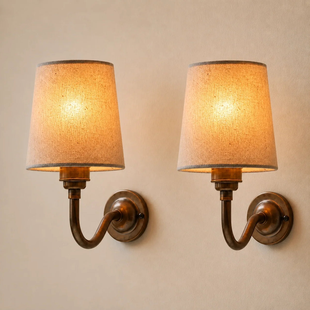 Vintage Wall Mounted Natural Cotton Shade Wall Sconce