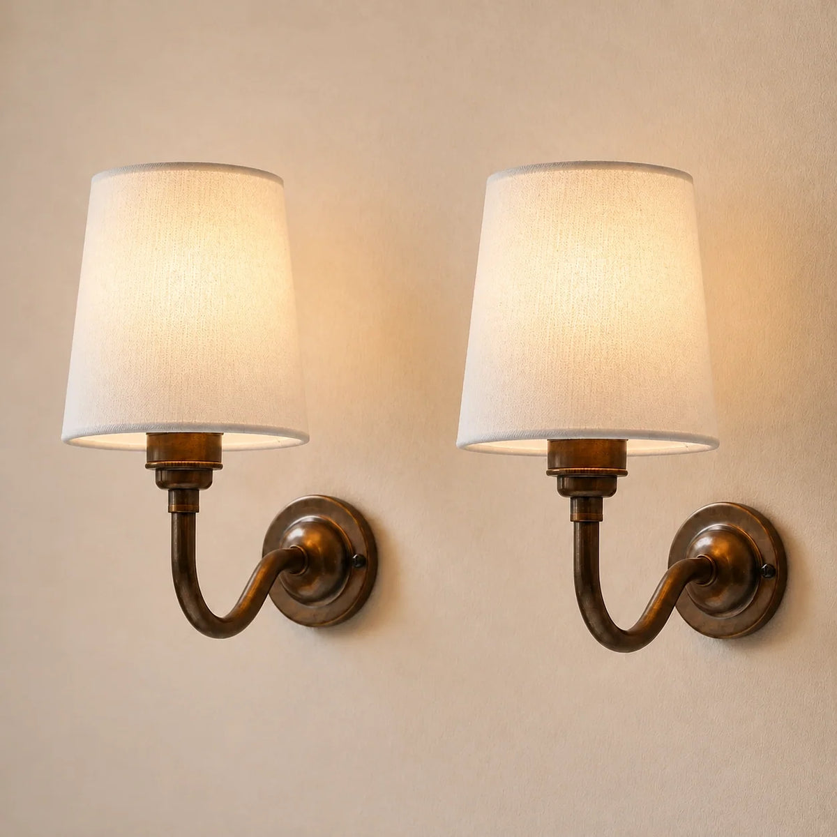 Vintage Wall Mounted Natural Cotton Shade Wall Sconce