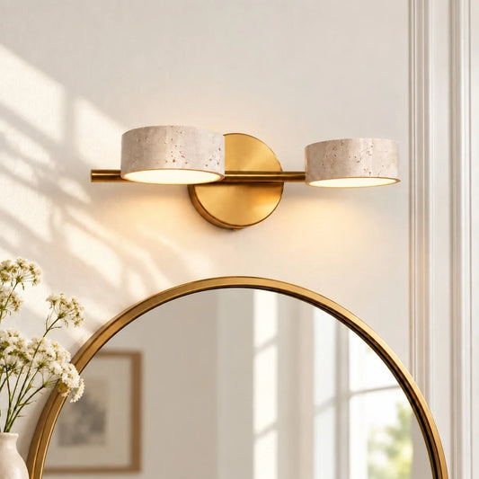 Wabi-Sabi Rotatable 2/3-Light Natural Travertine LED Wall Sconce