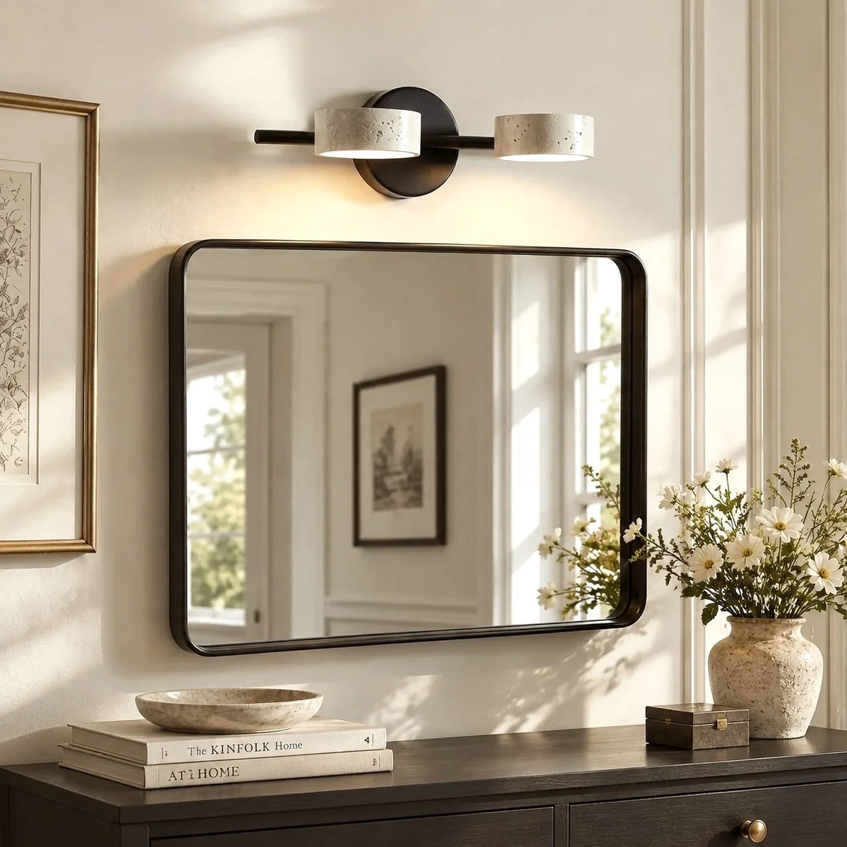 Wabi-Sabi Rotatable 2/3-Light Natural Travertine LED Wall Sconce