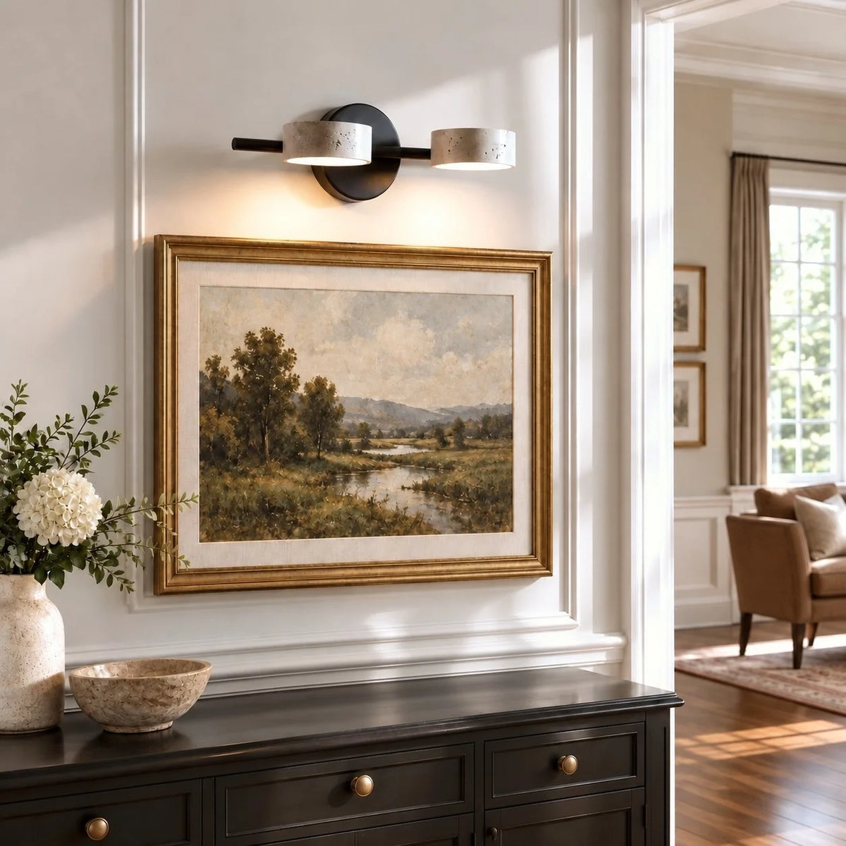 Wabi-Sabi Rotatable 2/3-Light Natural Travertine LED Wall Sconce