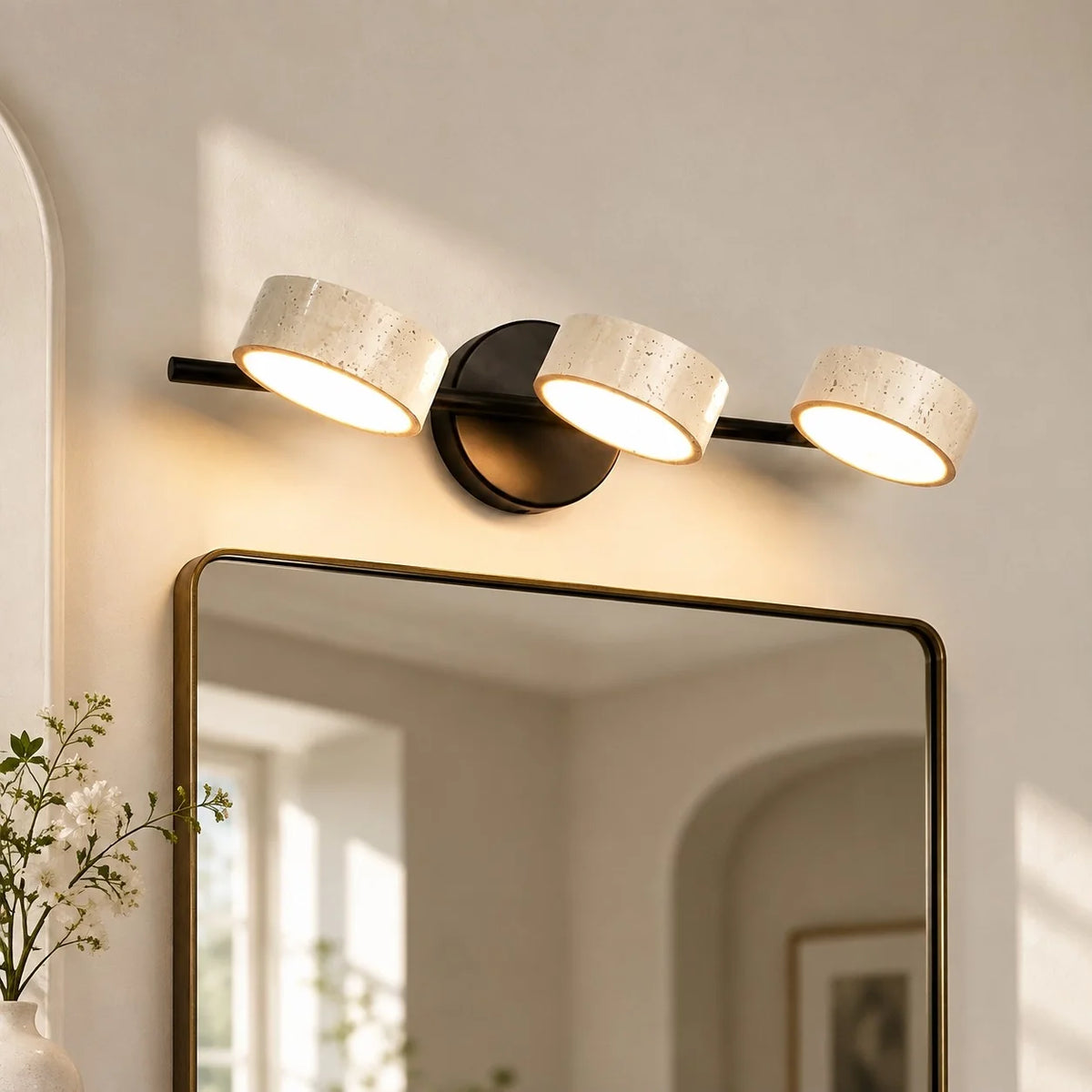 Wabi-Sabi Rotatable 2/3-Light Natural Travertine LED Wall Sconce