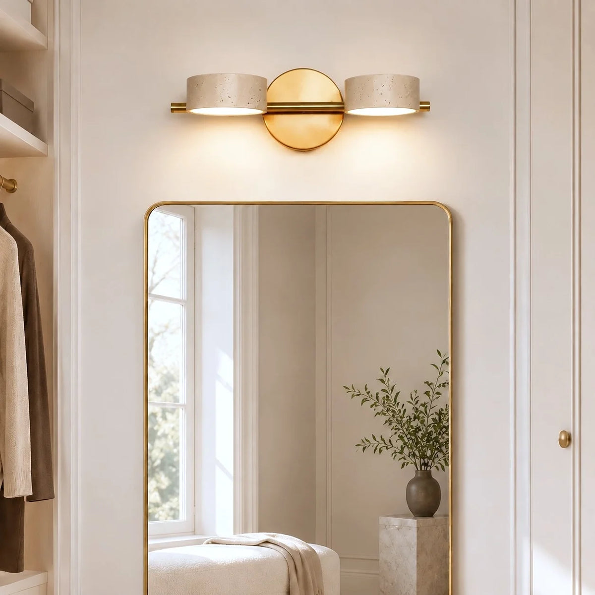 Wabi-Sabi Rotatable 2/3-Light Natural Travertine LED Wall Sconce