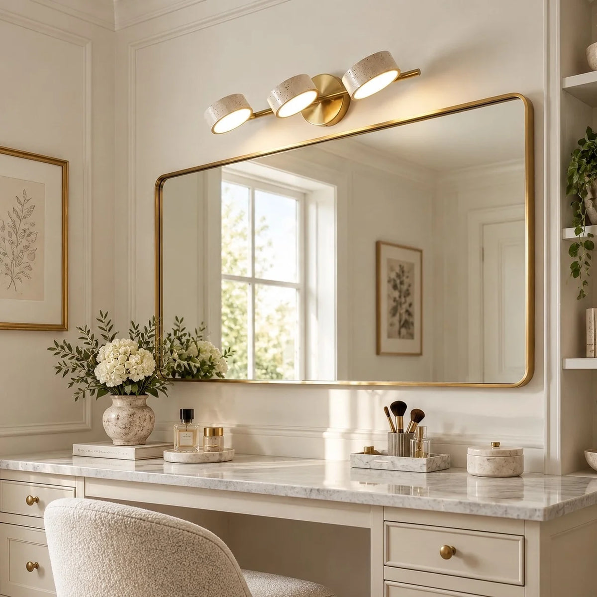 Wabi-Sabi Rotatable 2/3-Light Natural Travertine LED Wall Sconce