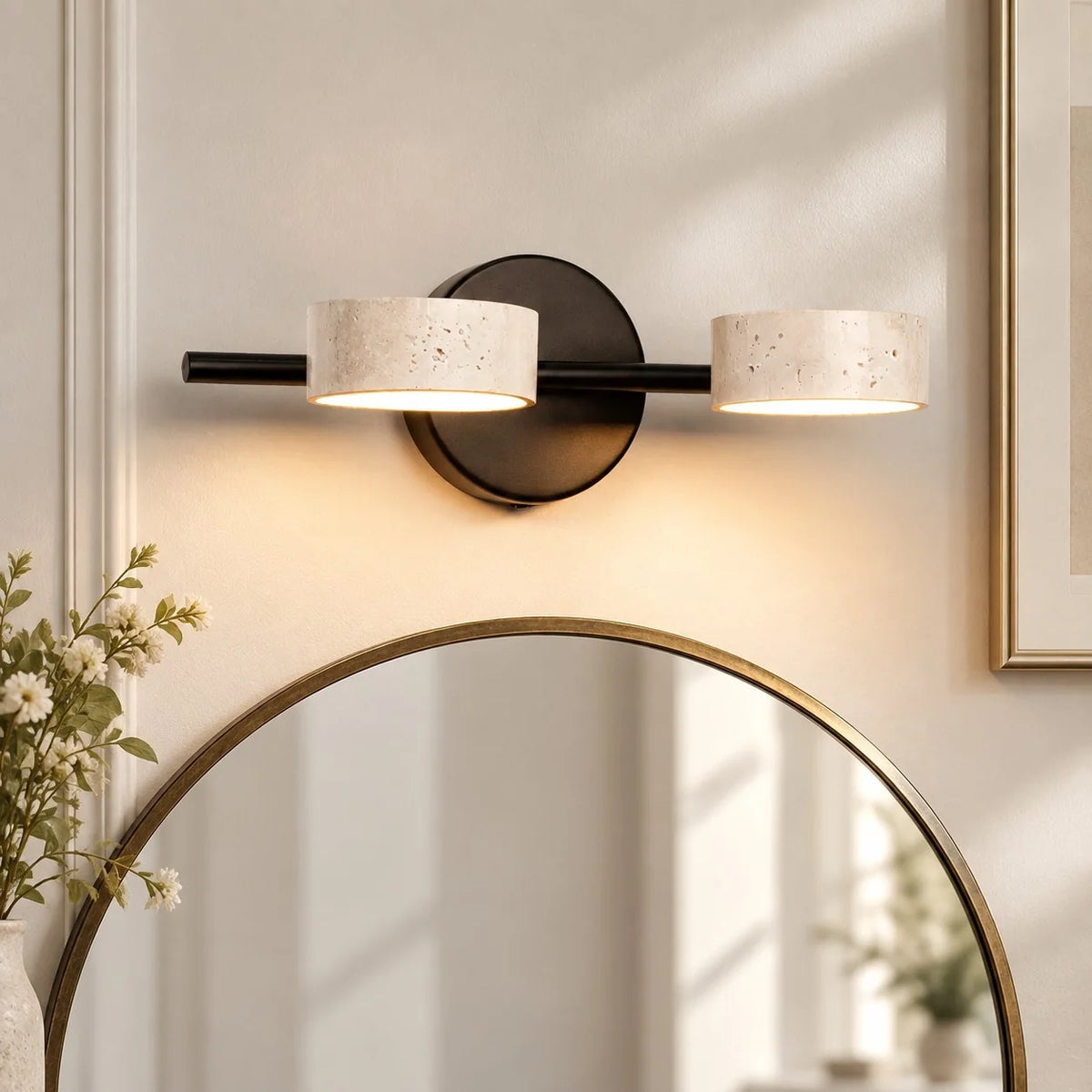 Wabi-Sabi Rotatable 2/3-Light Natural Travertine LED Wall Sconce