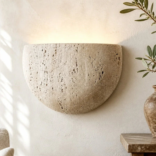Wabi-Sabi Travertine Half Moon Wall Sconce
