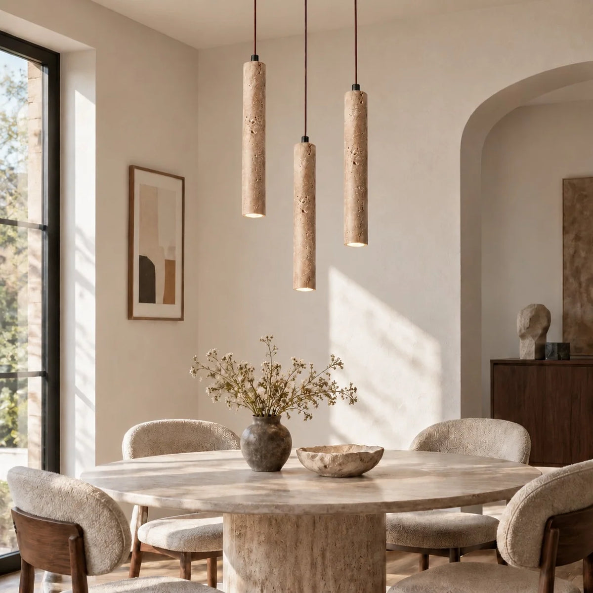 Wabi-Sabi Natural Travertine Pendant Light