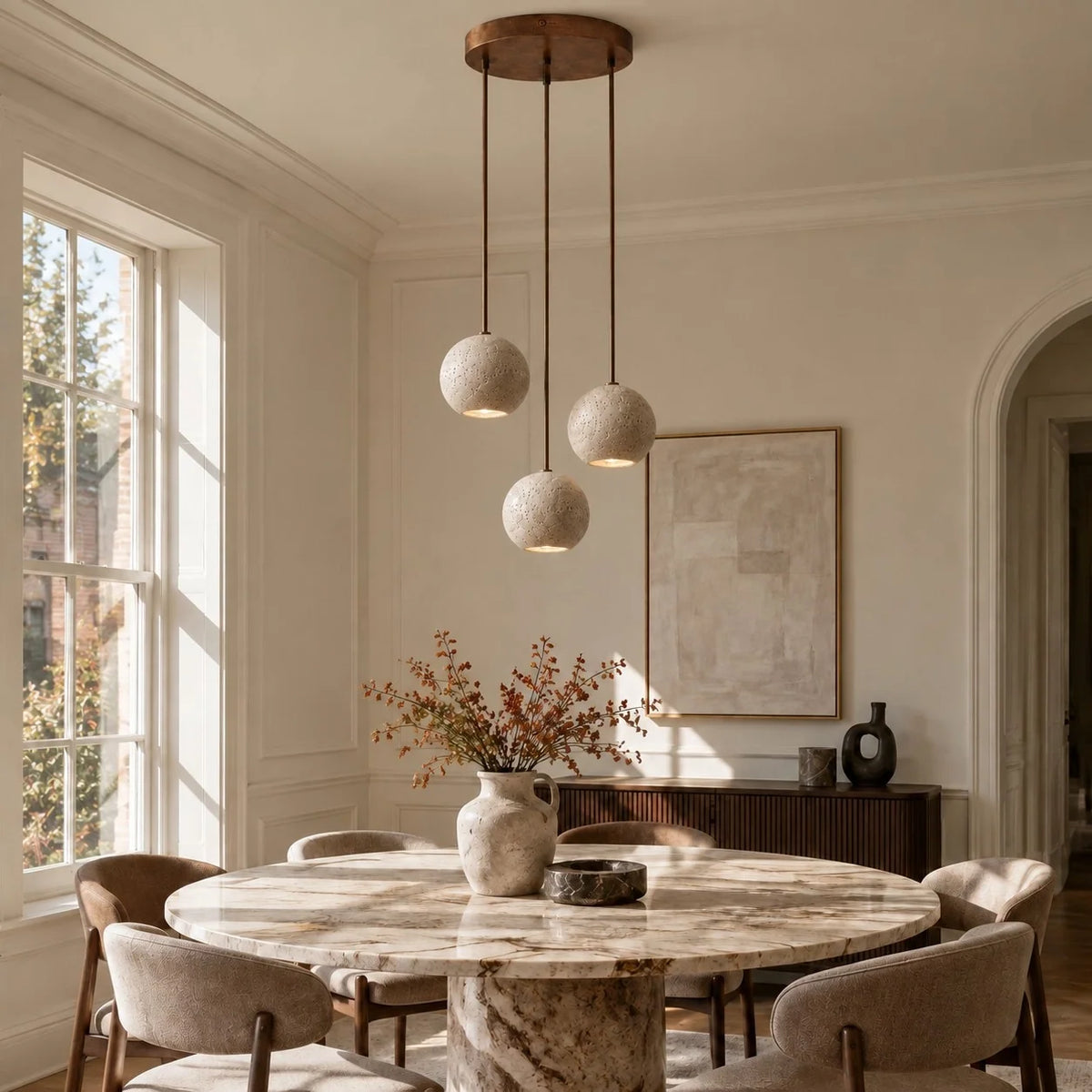 Wabi-Sabi Natural Travertine Pendant Light