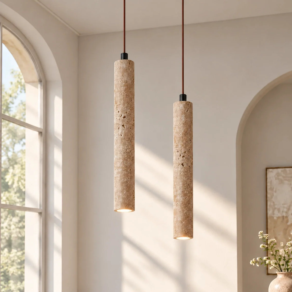 Wabi-Sabi Natural Travertine Pendant Light