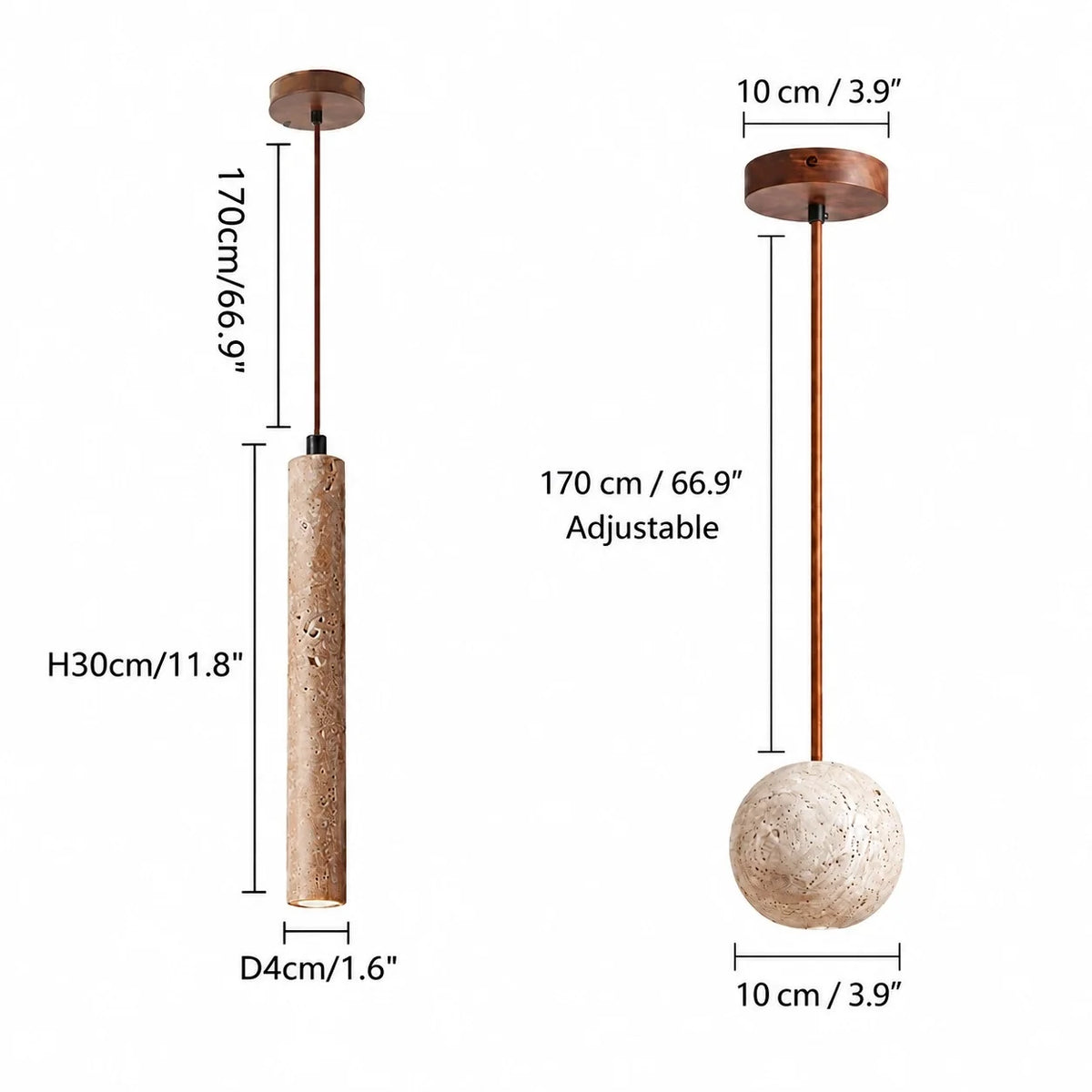 Wabi-Sabi Natural Travertine Pendant Light
