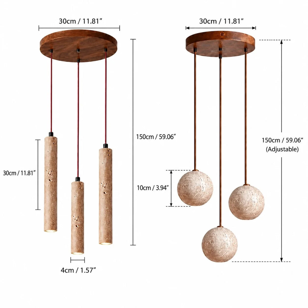 Wabi-Sabi Natural Travertine Pendant Light