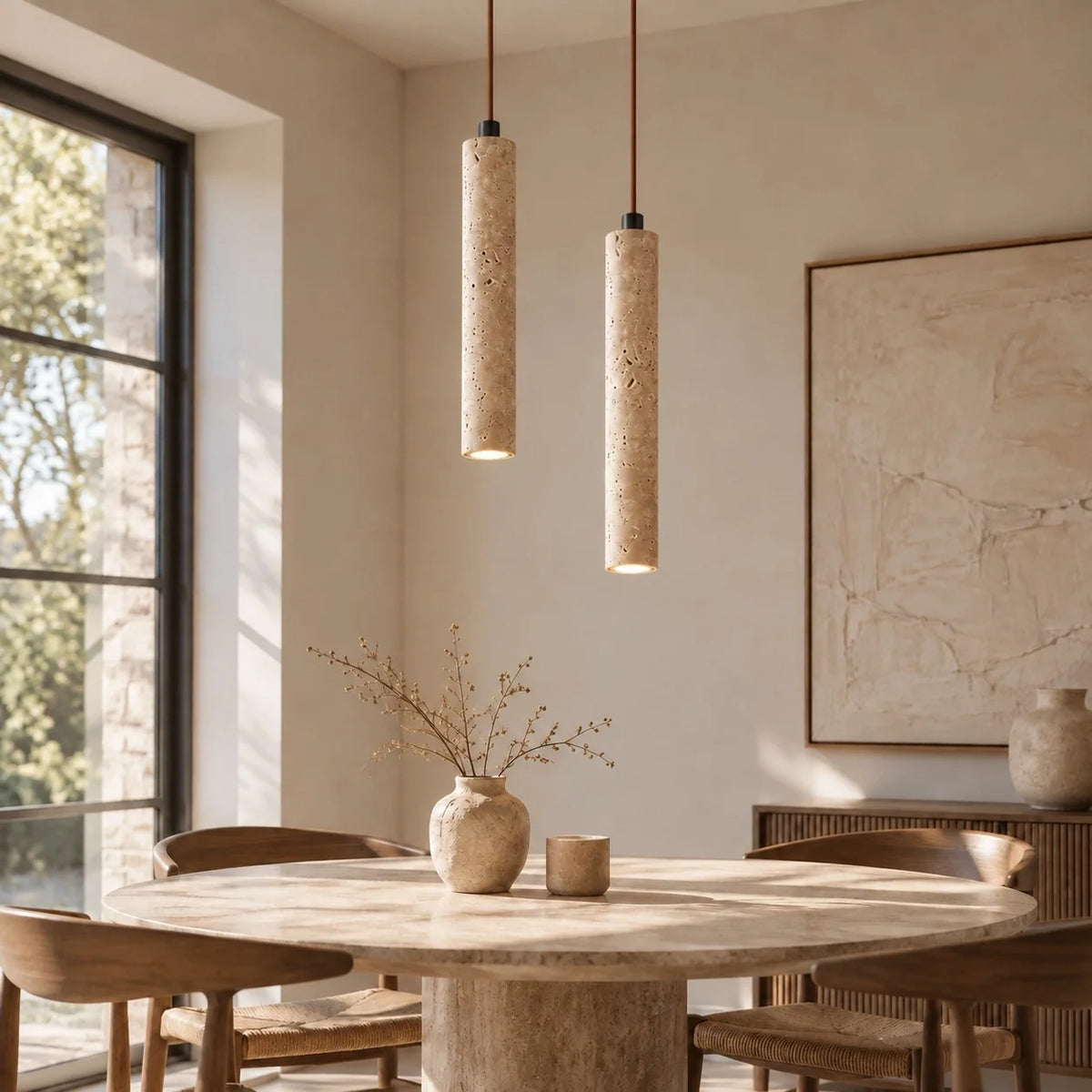 Wabi-Sabi Natural Travertine Pendant Light