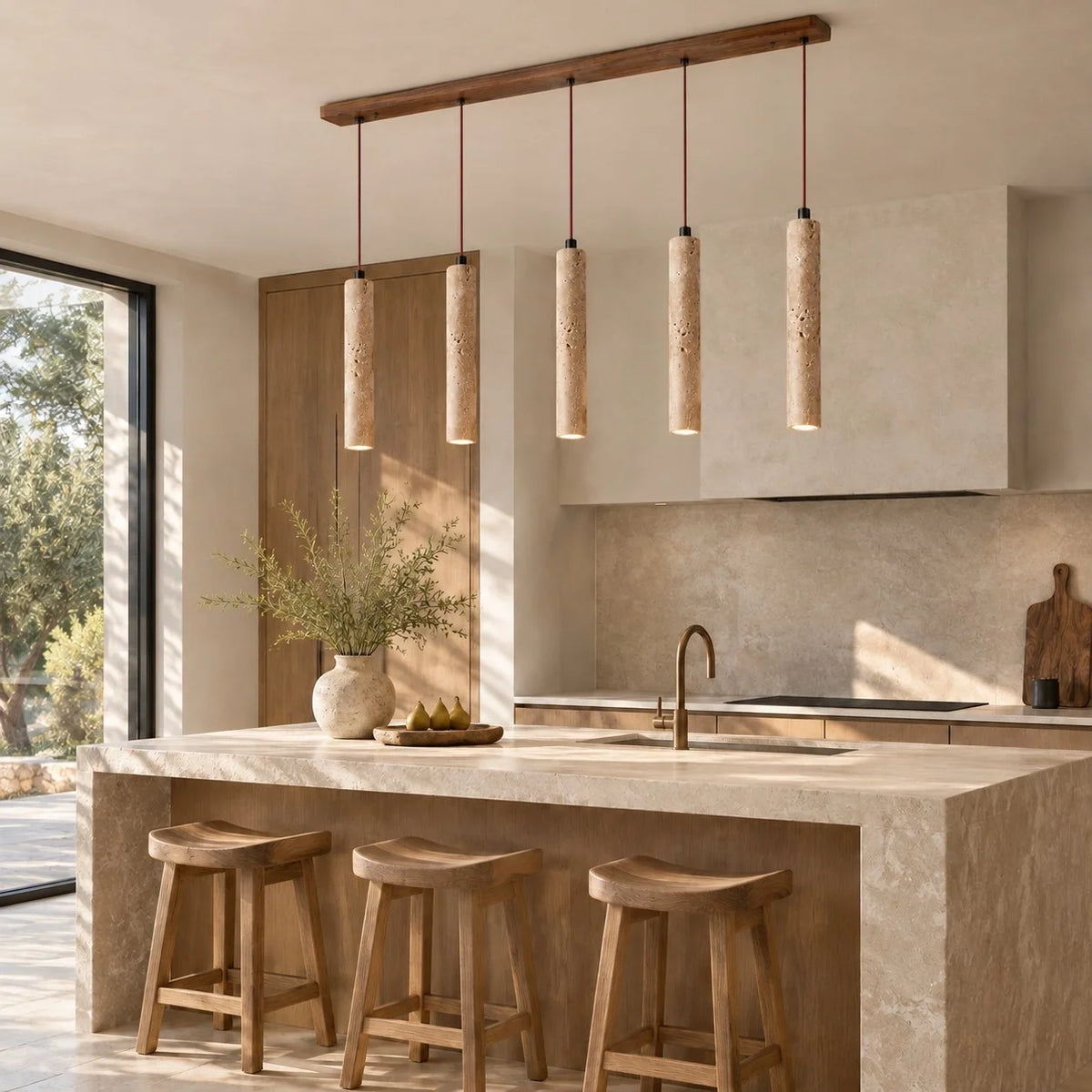 Wabi-Sabi Natural Travertine Pendant Light