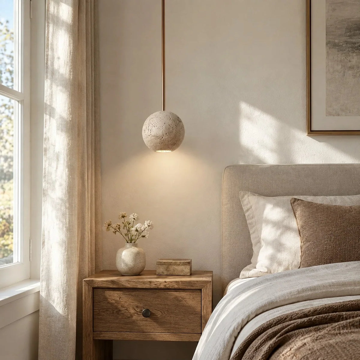 Wabi-Sabi Natural Travertine Pendant Light