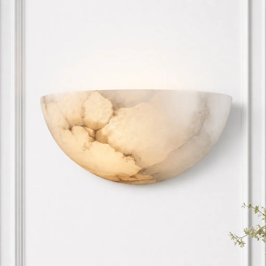 Windham Elegant Alabaster Half-Moon Wall Sconce
