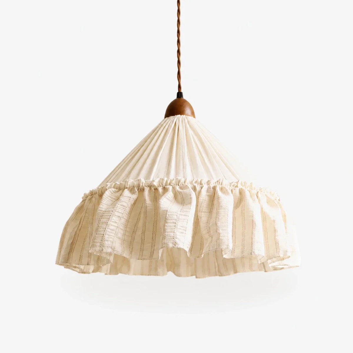 Apricot Stripe ruffled fabric pendant on white