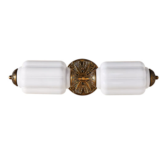 Evelyn Vintage Lantern Style Milk Glass Eloise Vanity Light